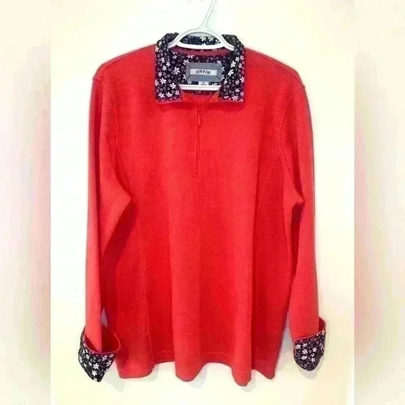 ORVIS 1/4 Zip Pullover with Floral Accents - Picture 2 of 6